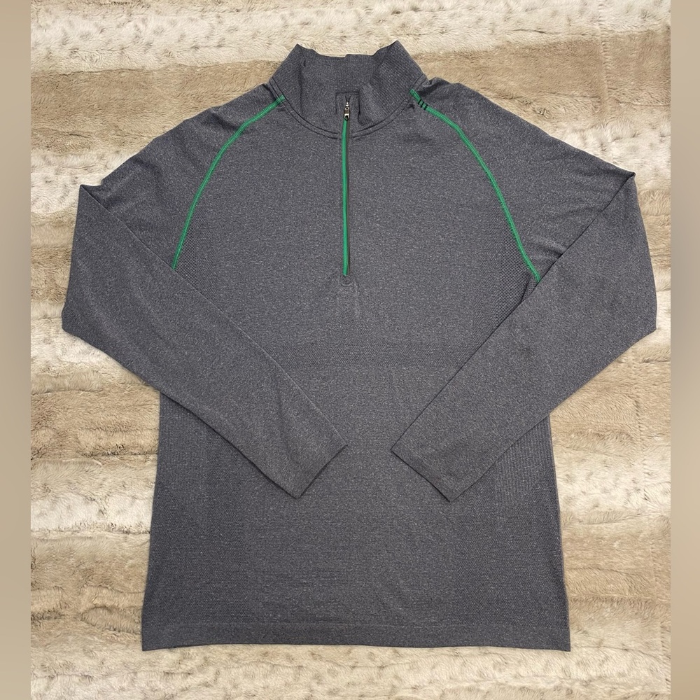 Lululemon Mens Gray Half Zip Lightweight Sweater Vented Large